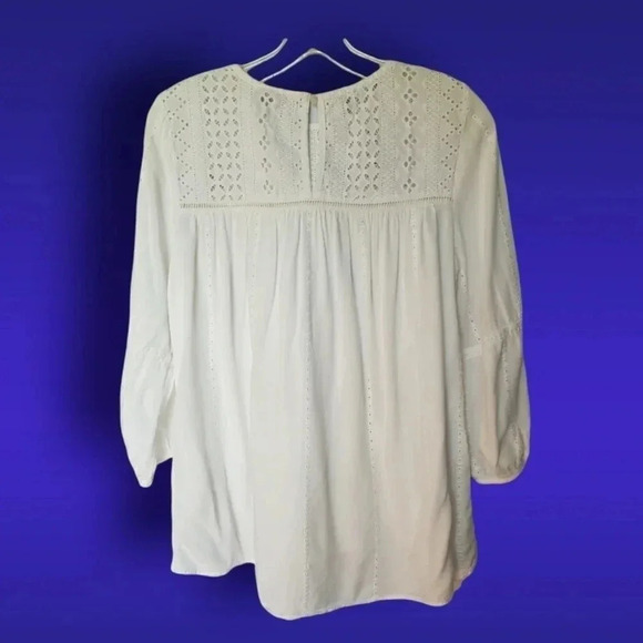 Merona flowy long sleeve blouse size M white - Picture 2 of 10